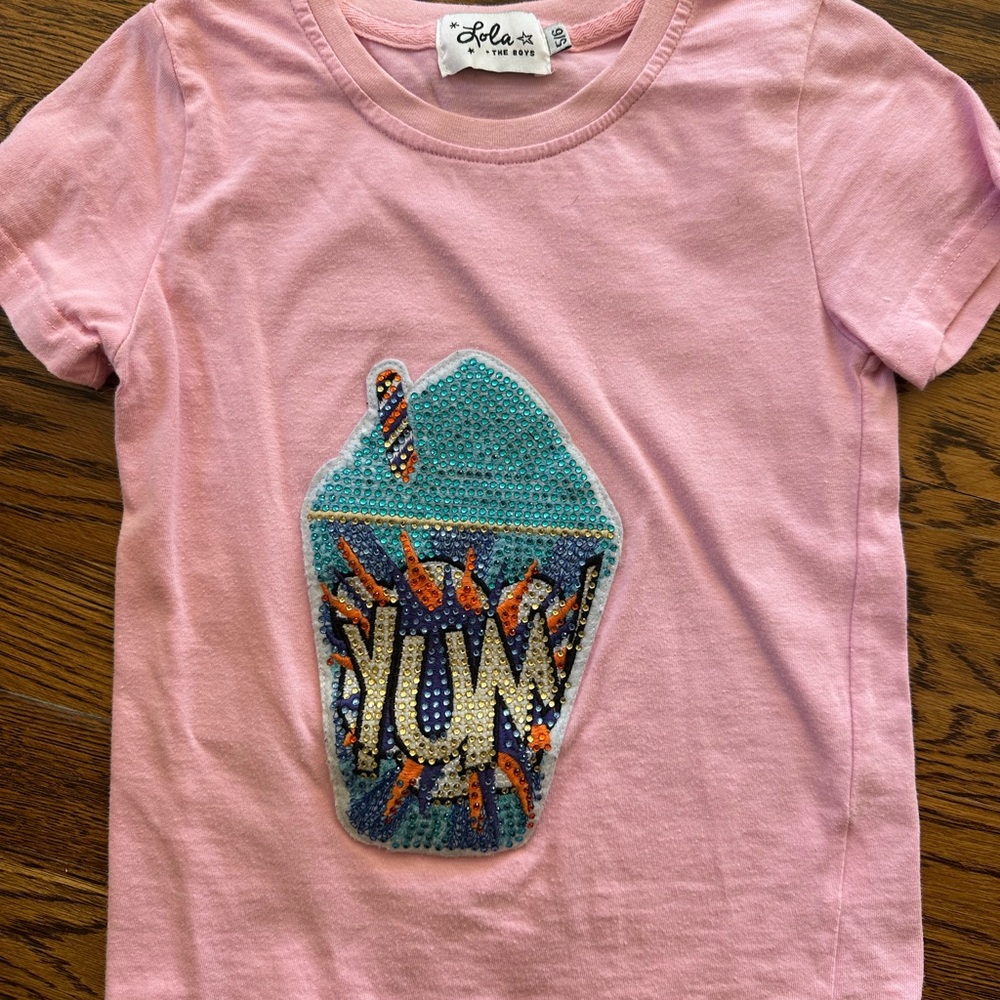 Lola Kids Pink Sequin Graphic Tee